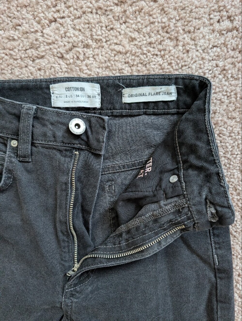 Cotton On Womens Black Boho Festival High Rise 80s Original Flare Jeans Size 2 - Picture 8 of 13